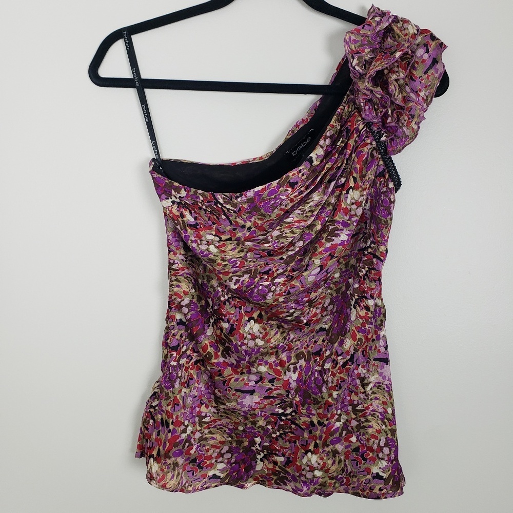 Bebe one-shoulder silk blouse H8